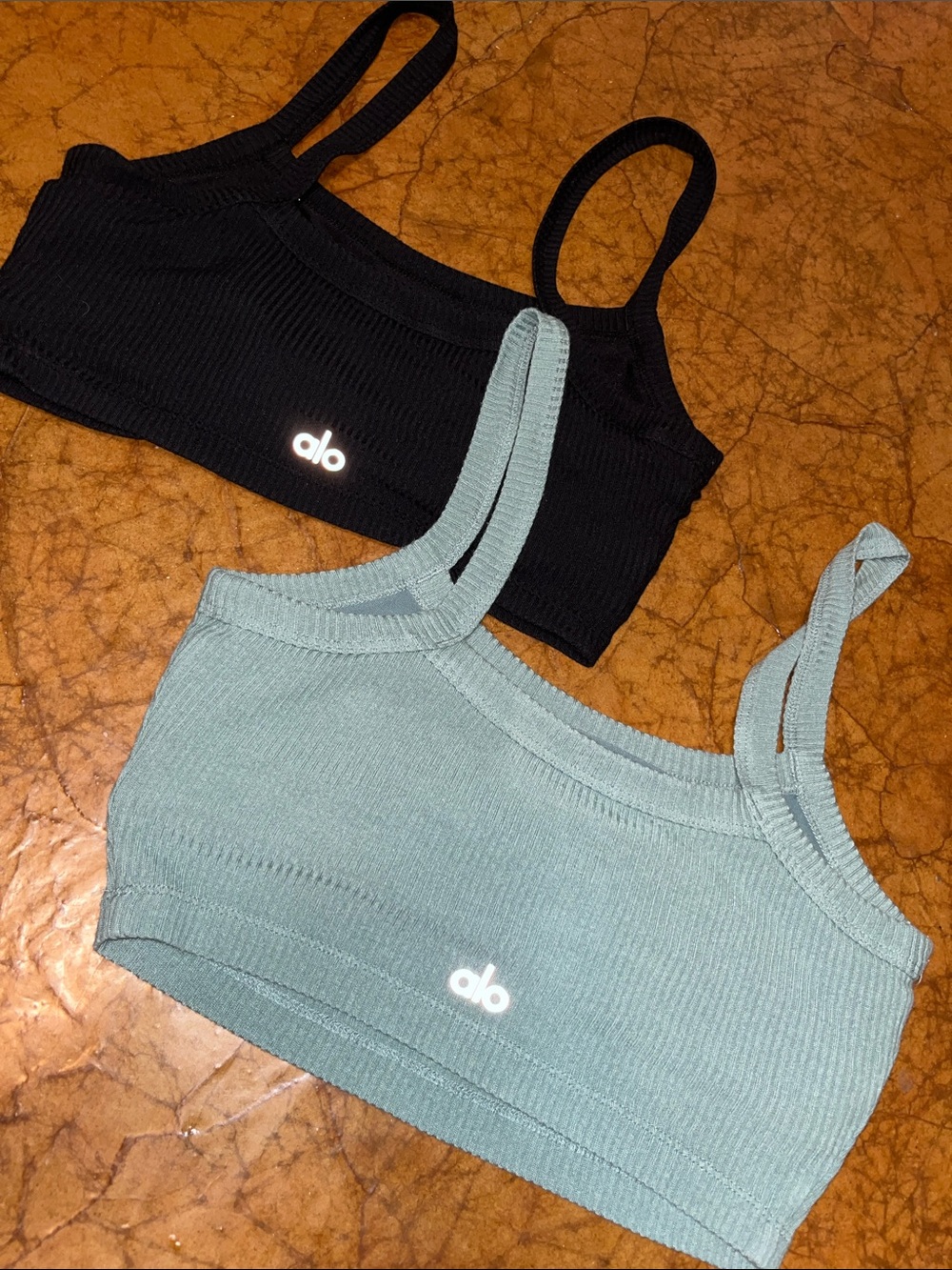 ALO Yoga Ribbed Sports Bras - Black & Light Teal Size XS (both)